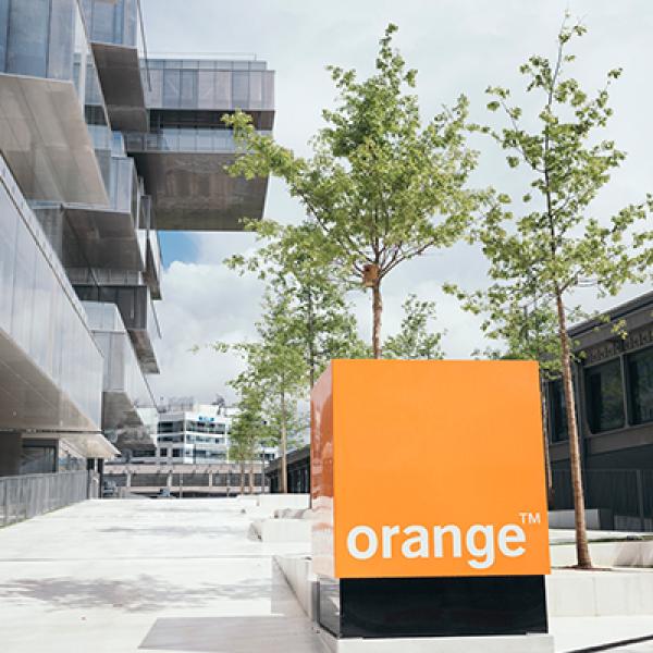 Orange shops and buildings